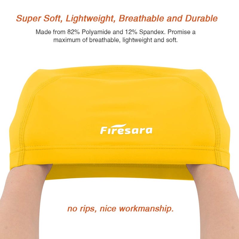 Firesara Fabric Swim Cap, High Elasticity Swimming Cap Keeps Hair Clean Breathable Fit Both Long Hair Short Hair, Swim Caps Woman Girls Men Kids One Size Hat - Image 5